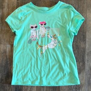 Playful Tennis Graphic Tee - Aqua